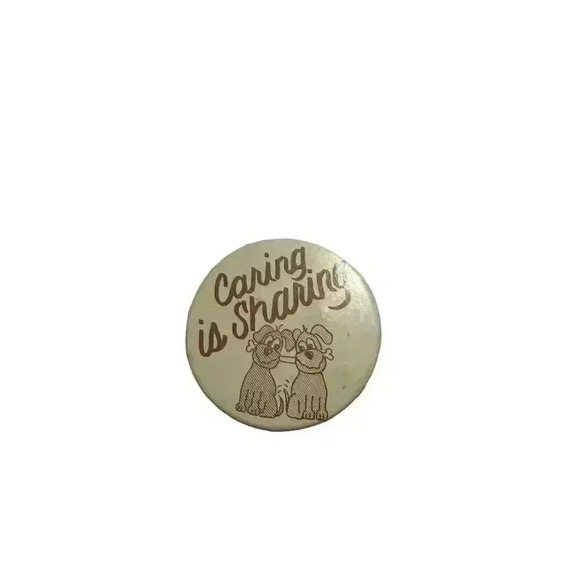 Vintage "Caring is Sharing" Pinback Button Badge Collectible - Picture 1 of 2